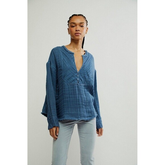 Free People We The Free Easy Sunday Pullover Shirt Tunic Top Oversized XS 278322 - Picture 1 of 9